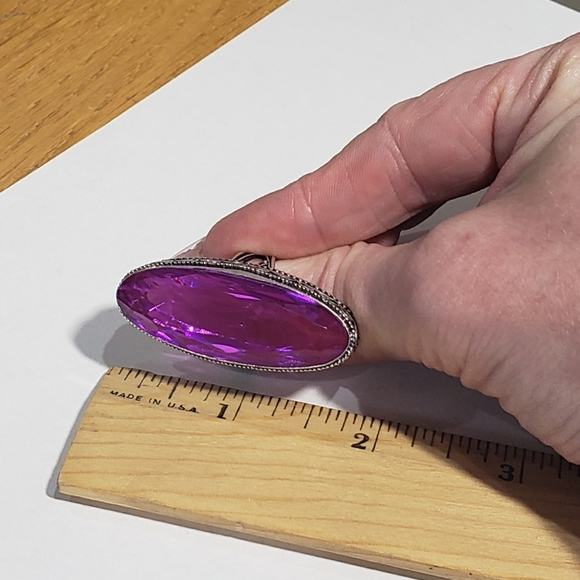 Rubellite ring, 925 silver pink rubellite vintage ring - Picture 11 of 12